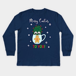 Merry Cactus To You - Small Cactus With Red Spikes In Christmas Mug Kids Long Sleeve T-Shirt